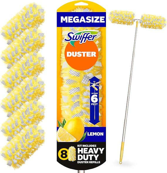 Swiffer ダスターキット 6フィートの超伸縮ハンドル付き 高耐久スターターキット リフィル8個付き レモンの香り