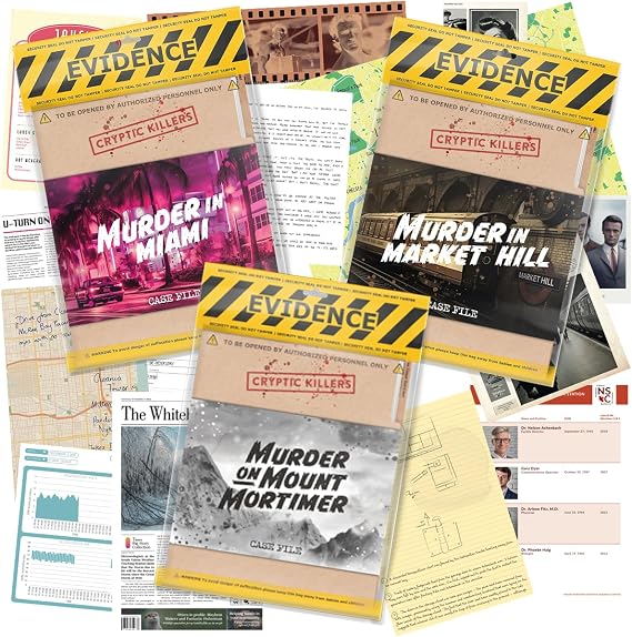 CRYPTIC KILLERS BUNDLE #3 - Unsolved Murder Mystery Game - Cold Case File Investigation - Detective Clues / Evidence - Solve The Crime - Individuals, Date Nights & Party Groups - 3 PACK