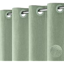 Hotel Style No Hook Rustic Linen Shower Curtain for Bathroom 230GSM Thick Fabric Texture Shower Curtains, Enhanced Waterproof, Weighted Hem, Washable Bath Curtains for Wet Rooms, 183x191cm, Sage Green