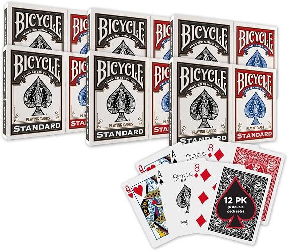 自転車 12パック レッド&ブラック ライダーバック トランプ 標準インデックス カードデッキ プレミアムポーカーカード ブラックジャック、カジノゲーム&ファミリーゲームナイト用 2枚パック 1パック