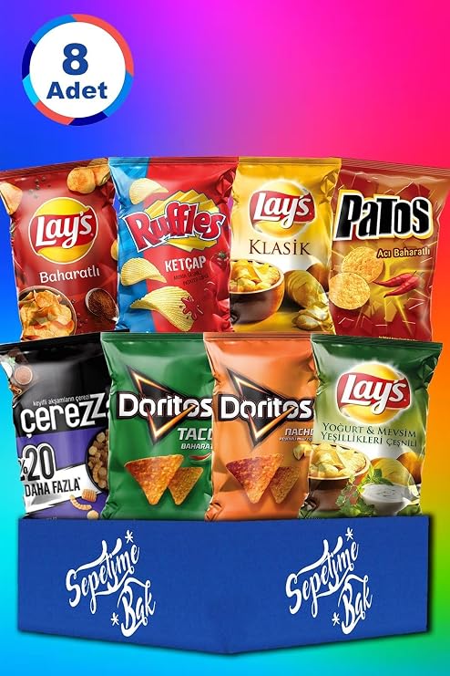 Doritos 8'li Karma Cips Paketi, Lay's, Ruffles, Patos, Çerezza Karışık