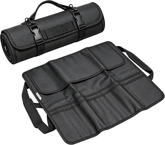 Knife Case, Adjustable Professional Kitchen Knives Case, Heavy Duty and Durable Oxford with Shoulder Strap, Knife Case with 20 Compartments for Kitchen and Take Away Home