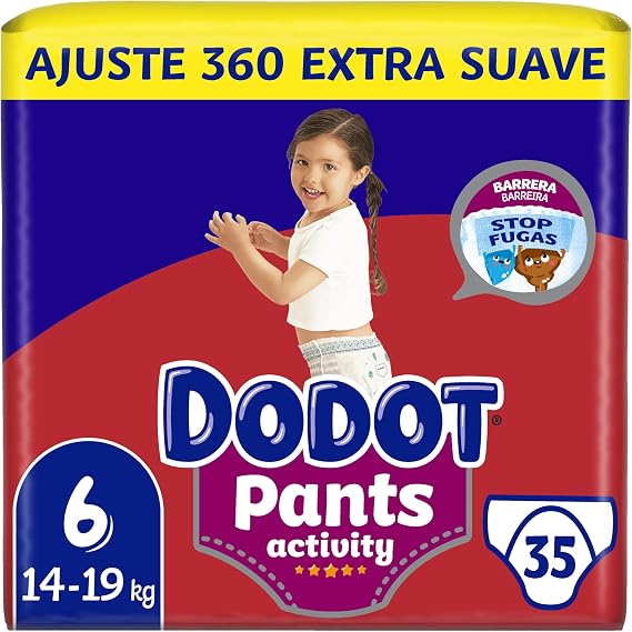 Dodot Activity Pants Diaper-Briefs Size 6, 35 Nappies, 14kg-19kg, With Barrier Stop Leaks That Helps Prevent Rear Leaks