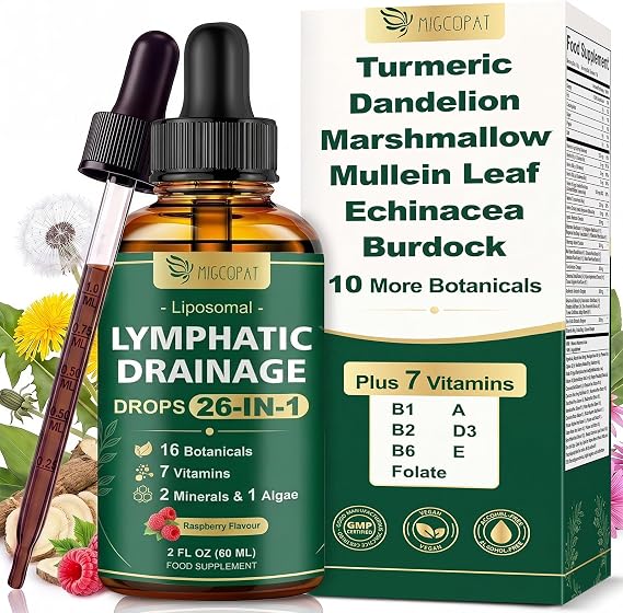 Migcopat 26-in-1 Liposomal Lymphatic Drainage Drops, Raspberry Flavour
