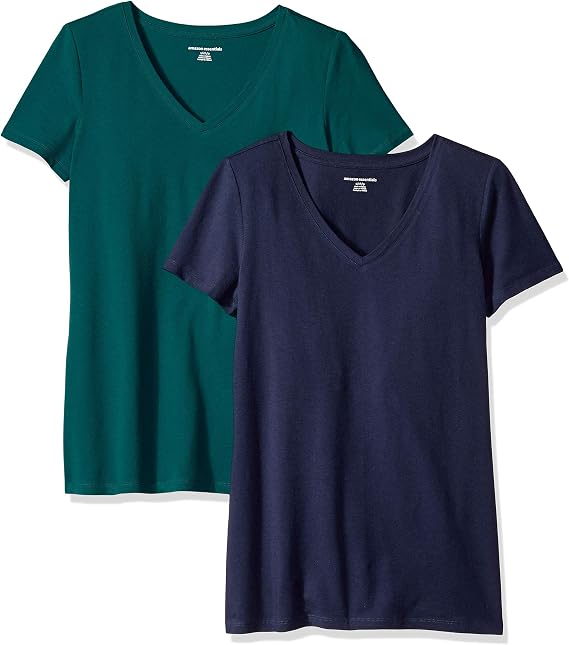 Amazon Essentials Women's Regular-Fit Short-Sleeve V-Neck T-Shirt, Multipacks