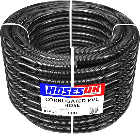 51mm - 10 Metre Long Black Corrugated Flexible Pond Hose Fish Garden Filter Pump Marine Flexi Pipe
