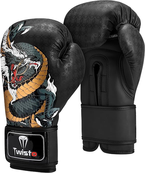 Twisto Boxing Gloves S6 - Pro Training & Sparring, Maya Hide Leather, Muay Thai, MMA, Kickboxing, Men, Women, Adults, Heavy Punching Bag, Focus Mitts, Pads, Gym Workout, 10oz 12oz 14oz 16oz