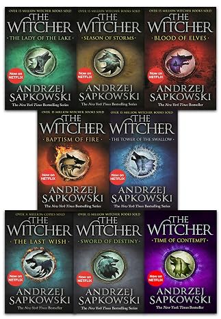 Andrzej Sapkowski Witcher Series Collection 8 Books Set Last Wish, Sword of Destiny, Blood of Elves, Time of Contempt, Baptism of Fire, Tower of the Swallow, Lady of the Lake, Seasons of Storms