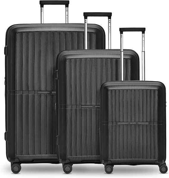 Pactastic Ultra Light Hard Shell Suitcase Set 3-Piece Robust Polypropylene Material with Expansion Pleat Expandable by 5 cm 4 Double Wheels & TSA Lock for Men and Women (Collection 01+)