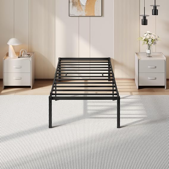 Yaheetech Bed Frame 90 x 190 cm Height 36 cm Single Metal Bed Black