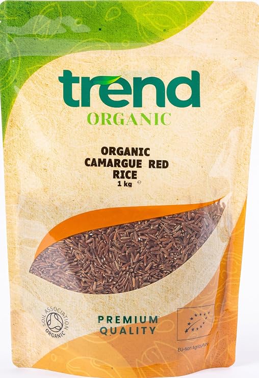 Trend Organic Camargue Red Rice, 1kg - Ideal for Whole Family with Its Unique Color and Flavour, High Protein and Fibre, Certified Organic, Vegan, Non GMO, No Preservatives, No Additives, Raw