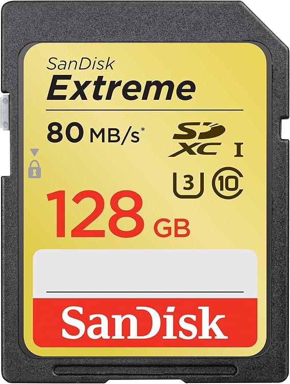 SanDisk Extreme SDXC 128 GB Memory Card up to 80MB/s, Class 10, U3