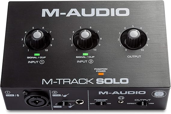 M-Audio M-Track - USB audio interface for recording streaming and podcasting with dual XLR line & DI inputs software package included.