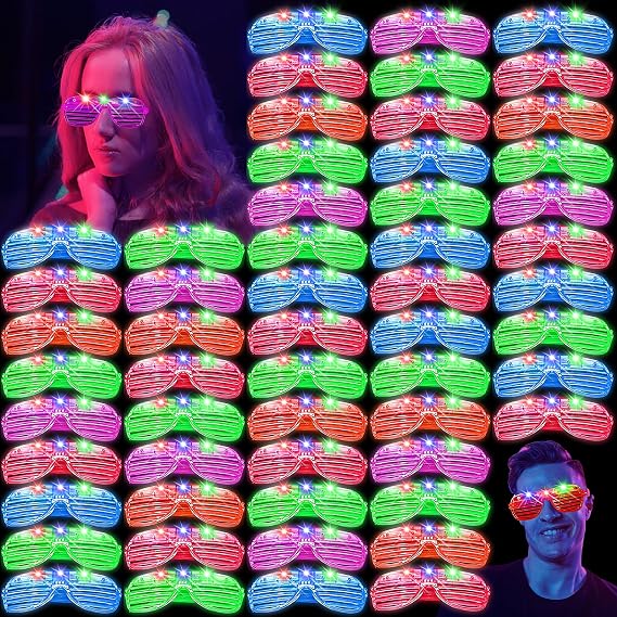 105 Pcs LED Light Up Glasses Bulk for Party, 5 Neon Colours