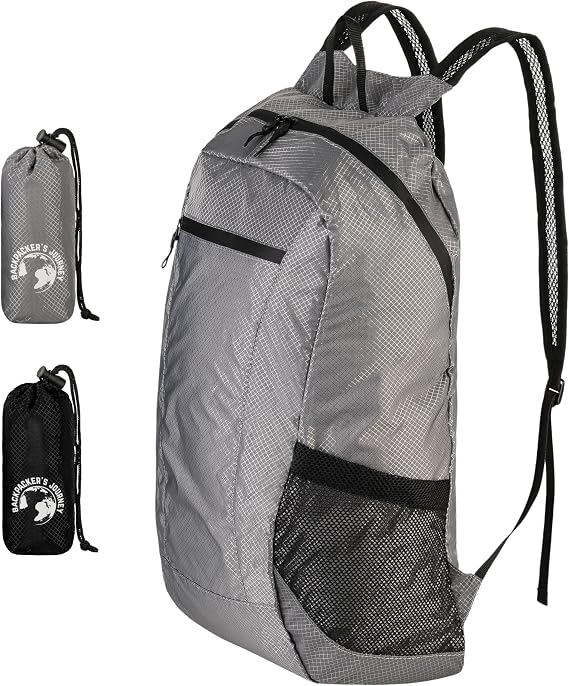 Backpacker's Journey Foldable Backpack, Ultralight 90 g - 20 l and 25 l Daypack, Water-Repellent, Packs into Its Own Pocket