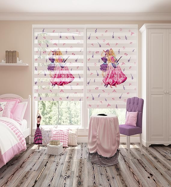 Peraper Perde Prenses Baskılı Pliseli Lüks Zebra Stor (80x180)
