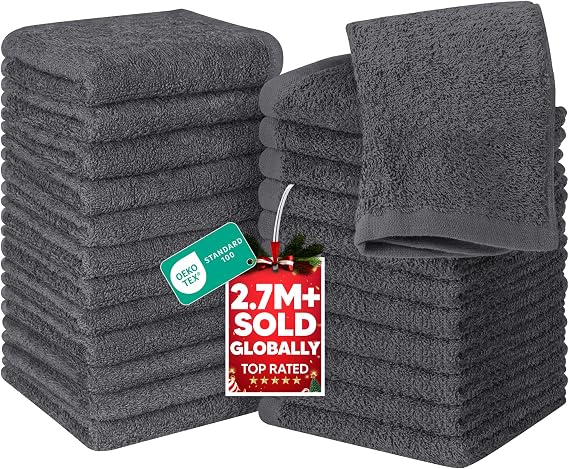 Utopia Towels - Washbasin Towels - (30 x 30 cm) (24 Packs, Grey)