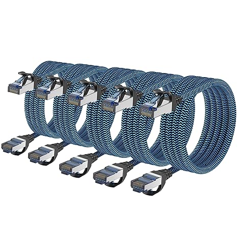 Cat 8 Ethernet Cable 0.25 Meters 5 Pieces Braided Network Cable