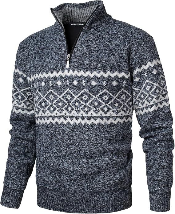 Men's Fleece Jumper with Stand-Up Collar and Zip Microfleece Sweatshirt 1/4 Zip Long Sleeve Lightweight Turtleneck Knitted Jumper Chunky Knit Thickened Turtleneck