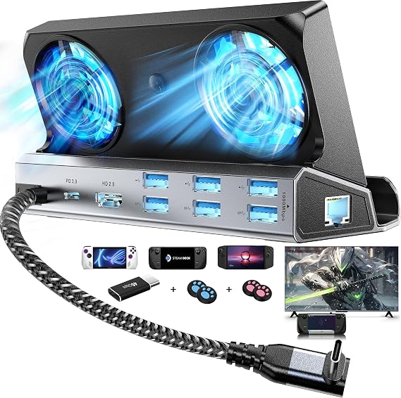 YCE12-in-1 Steam Deck Dock for ROG Ally X, Steam Deck, Legion Go, Switch