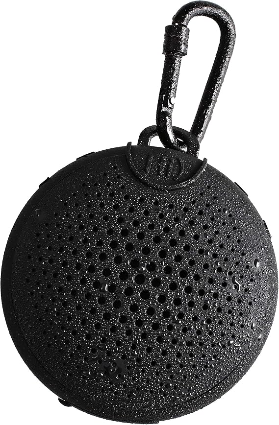 Boompods Aquablaster Small Portable Bluetooth Speaker - Mini Wireless Speakers with Amazon Alexa Capabilities, IPX7 Waterproof Shower Speaker, Mounting Options for Bathroom & Travel - Black