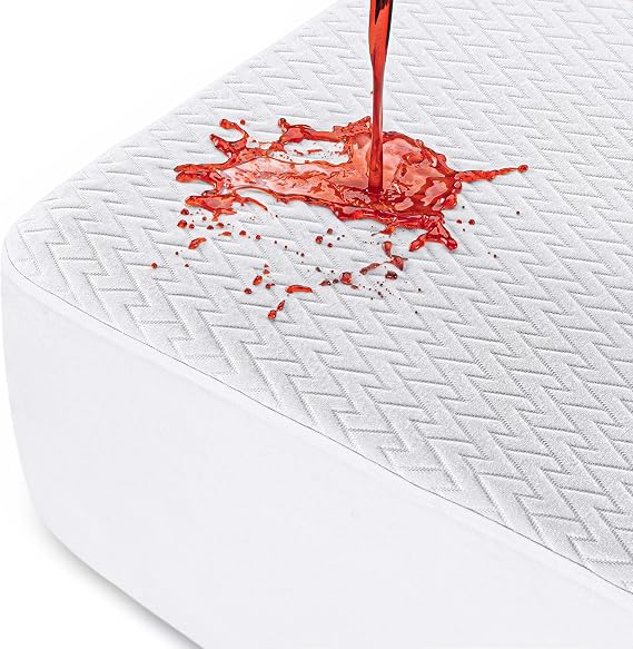 Waterproof Mattress Protector Premium 180 x 200 x 30 cm Zigzag White