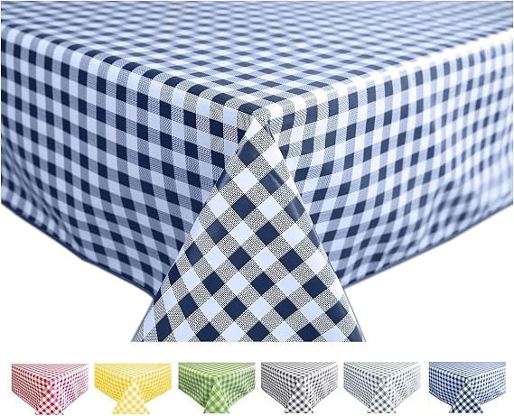 Home Direct Rectangular Oilcloth PVC Wipe Clean Tablecloth Table Cover 140cm x 180cm 55x70 Gingham Check Blue