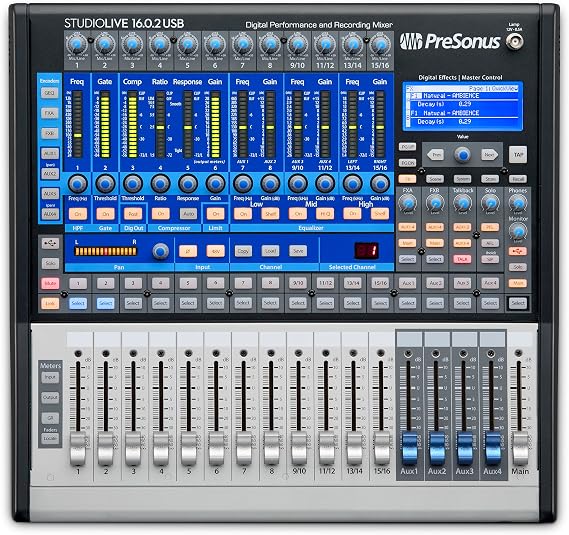 PreSonus StudioLive 16.0.2 USB Digital Mixer, 16-Channel Performance and Recording Console, 18x16 USB Audio Interface, 4 Aux Buses, XMAX Mic Preamps, Scene Save, Software Included