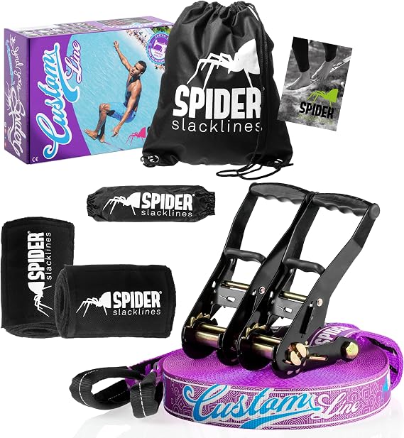 TKSA4 - Kit Slackline Custom for Beginners and Experienced Slackliners - Complete webbing Set - Length 30m with 2xRatchets