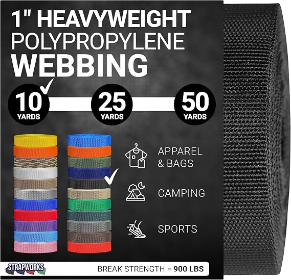 Strapworks Heavyweight Polypropylene Webbing - Heavy Duty Poly Strapping for Outdoor DIY Gear Repair