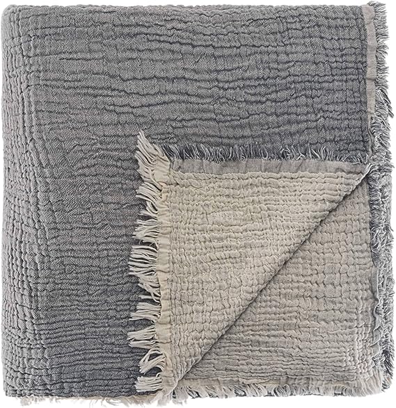 Müslin Pike Çift Kişilik, 100% Pamuk 4 Katlı Kaliteli Müslin Yatak Örtüsü, Dekoratif Şık Yumuşak Hafif Yazlık Pike (Antrasit, Çift Kişilik 220x240 cm)