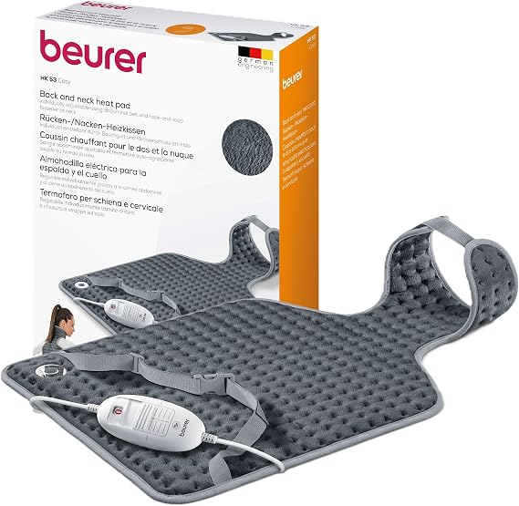 Beurer HK53 Cosy Neck and Back Heat Pad & HK Comfort Heat Pad | Electric Heat Pad for Relaxation | 3 Electronically Regulated Temperature Settings | Machine-Washable
