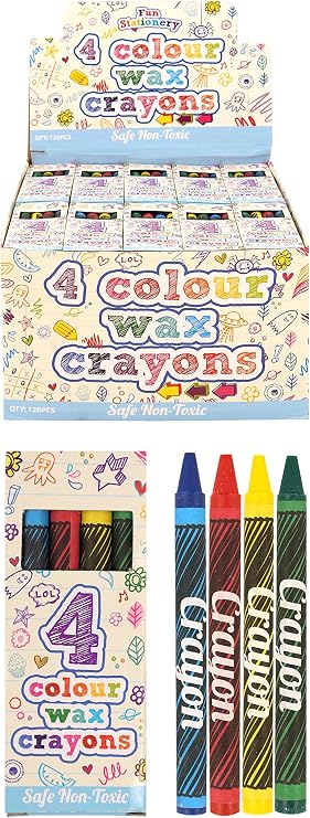 Henbrandt Mini Wax Crayon Packs - Party Favours / Loot Bag Fillers / Lucky Dip Prizes / Classroom Rewards (25 packs)