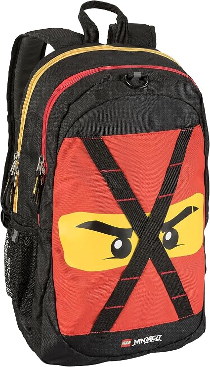 LEGO NINJAGO Future Kids School Backpack Bookbag, for Travel, On-the-Go, Back to School, Boys and Girls, with Adjustable Padded Straps, Red