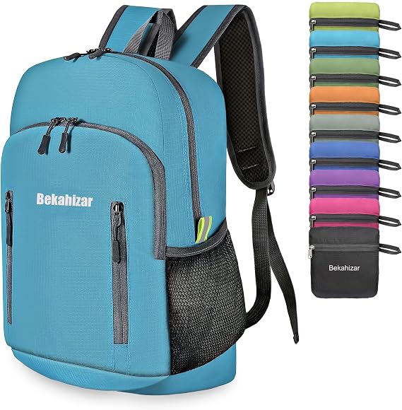 20L Ultra Lightweight Backpack Foldable Hiking Daypack Rucksack Water Resistant Travel Day Bag for Men Women Kids Outdoor Camping Mountaineering Walking Cycling Climbing (Blue)