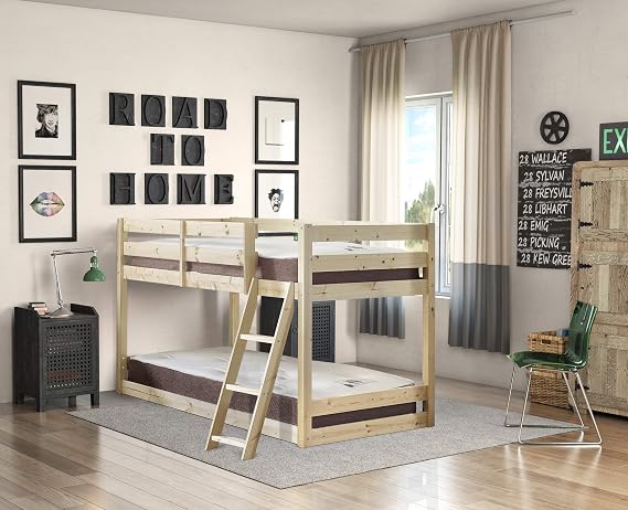 STRICTLY BEDS&BUNKS Courtland Bunk Bed with slanted ladder including Sprung Mattress (20 cm), 2ft 6 Sin