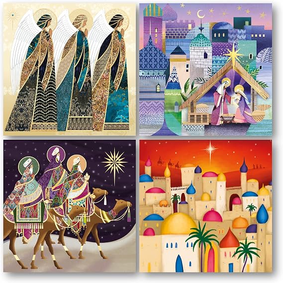 Museums & Galleries Charity Christmas Cards Pack of 20 - Assorted Designs - 4 x 5 Nativity Scenes - Religious Christmas Cards Multipack - In Aid of UK Charities
