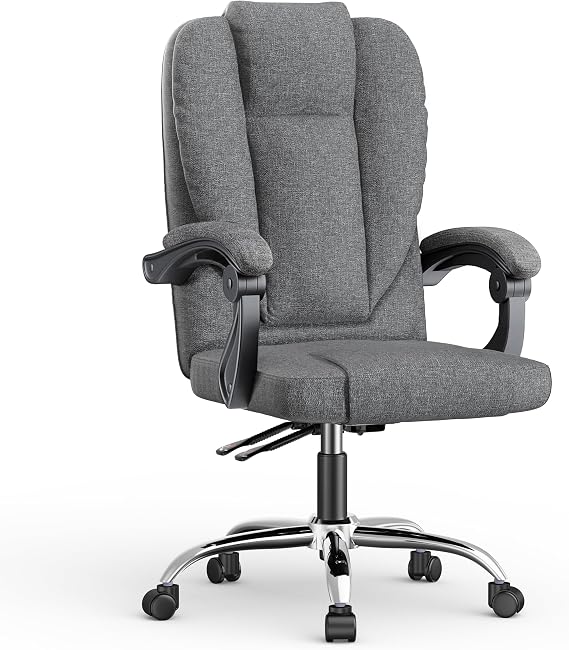 naspaluro Executive Ergonomic Office Desk Chair with Springs/Armrests, Comfy Big and Tall Computer Work Chair, Heavy Duty Cross Legged Study Chairs, High Back Home Office Swivel Dark Gray Chair