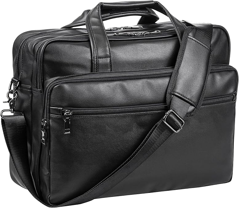 Leather Laptop Bag Men's 15.6 Inch Messenger Briefcase Business Satchel Computer Handbag Shoulder Bag