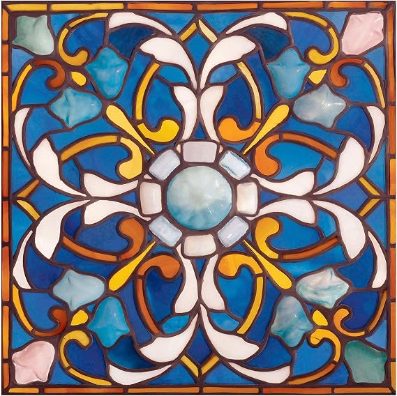 Georges Croegaert 希少な天井パネル モザイク ステンドグラス 描画 マルチカラー アクセントタイル 壁画 キッチン 浴室 壁 コンロの後ろのバックスプラッシュ レンジシンク スプラッシュバック タイル1枚 8インチ セラミック 光沢