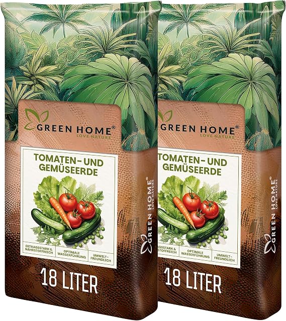 Green Home Tomato and Vegetable Soil 36 L High-Quality Tomato Soil Plant Soil for Heavy-Feeding Vegetable Crops Vegetable Soil for Tomatoes Cucumbers Zucchini or Peppers in the Bed Raised Bed or Pot