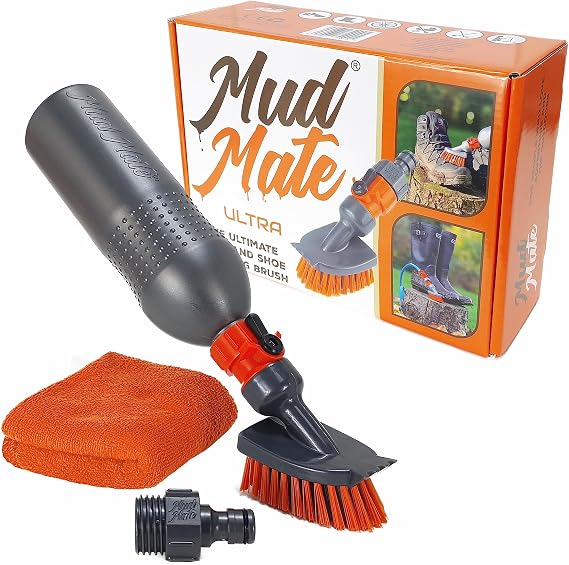 Ultra Boot Brush Cleaning Kit - with Extra Stiff Bristles for Muddy Boots & Outdoor Footwear - Can Be Added to Garden Hoses - Clean Football Boots, Wellies, Work Boots & More