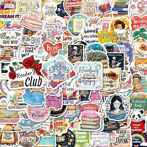 100 PCS Book Stickers for Kindle, Holographic Thickened Aesthetic Reading Bookish Vinyl Stickers for Kindle Water Bottles| Easier to Peel Off| Scratch & Fade Resistant| No Curling| Reusable