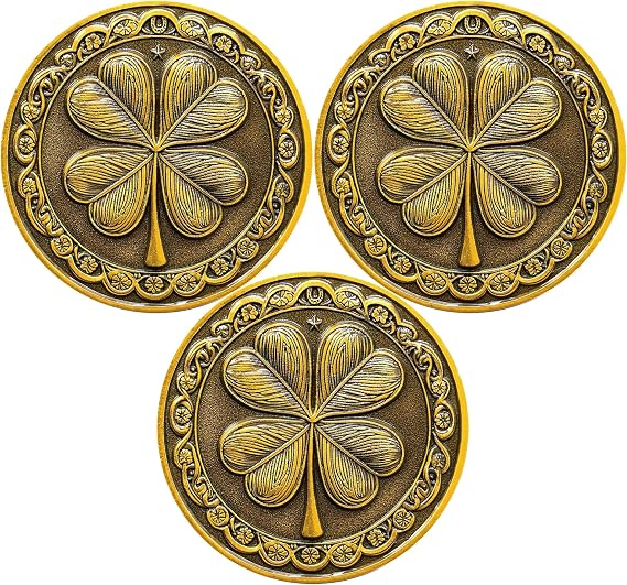 Good Luck Eagle Four-Leaf Clover Lucky Coin Lottery Ticket Scratcher Tool Lucky Charm Gift for Women Men Kids (Pack of 3)