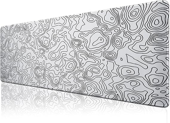 Klasse Pro - 10 Farklı Model Dikişli Kenar 90x40 cm Oyuncu Gaming Mouse Pad (White Map Lines, 90x40 cm)