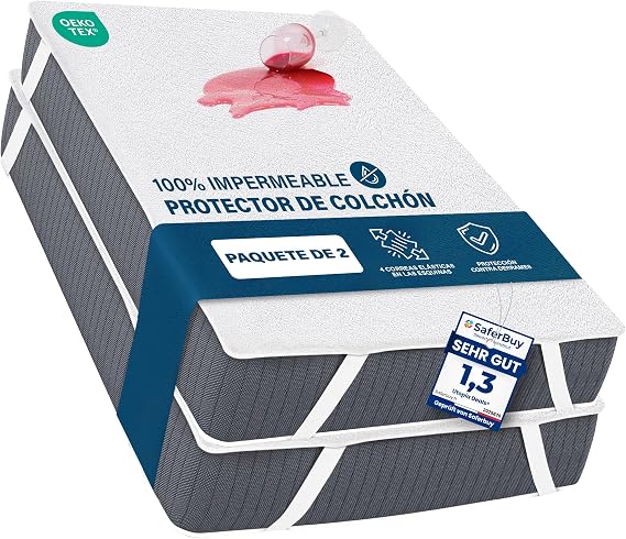 Waterproof Mattress Cover, 90 x 200 cm, with 4 Corner Straps