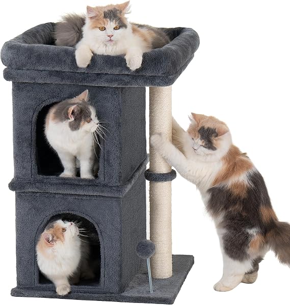 Aechonow 61cm Cat Tree for Large Cats, Small Cat Tree with Large Perch