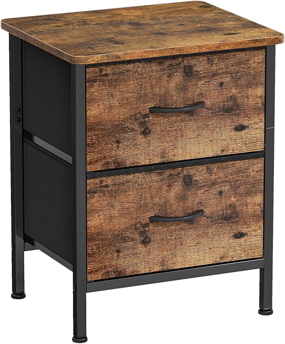 HOMIDEC Bedside Table,42cm Large Capacity Side Table with 2 Fabric Drawers