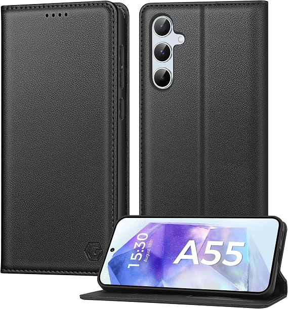 Mobile Phone Case for Samsung Galaxy A55 5G Case Card Slot Premium PU Leather Flip Case Protective Case Stand Function Flip Case for Samsung Galaxy A55 5G - Black