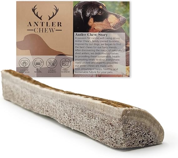 Pizza Cut Deer Antlers for Dogs (30–40g, 7cm) | Soft Split with Extra Marrow | Natural Puppy & Small Dog Chew | Grain-Free, Odourless, Easy to Chew, Dental Health Support